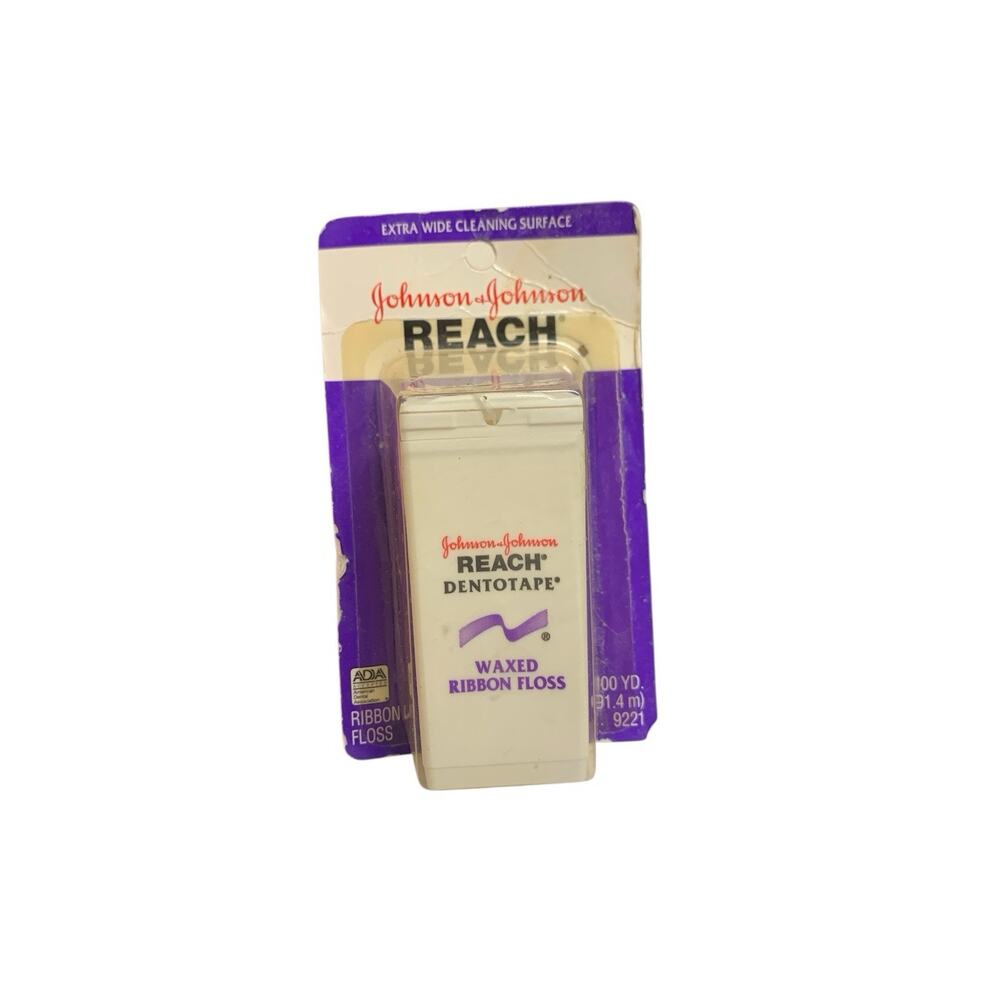 Vtg Johnson & Johnson Reach Dentotape Waxed Floss Extra Wide 100‎ Yards 90s